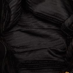 Pre Owned Prada Black Gathered Nylon Chain Tote Bag