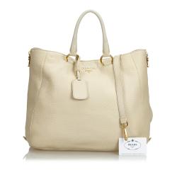 Pre Owned Prada Brown Vitello Daino Leather Tote Bag