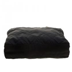 Pre Owned Prada Black Quilted Nylon Chain Tote