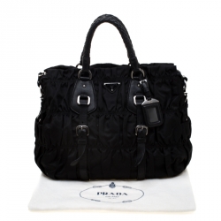 Pre Owned Prada Black Gaufre Nylon Tote