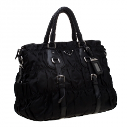 Pre Owned Prada Black Gaufre Nylon Tote