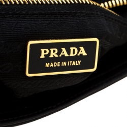Pre Owned Prada Black Leather Buckle Flap Shoulder Bag
