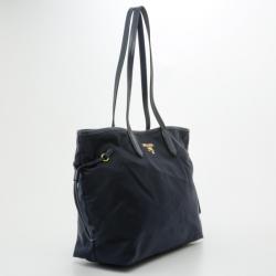 مملوكة مسبقًا Prada Navy Nylon Saffiano Trimmed Drawstring Tote