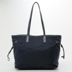 مملوكة مسبقًا Prada Navy Nylon Saffiano Trimmed Drawstring Tote