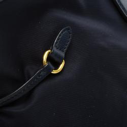 مملوكة مسبقًا Prada Navy Nylon Saffiano Trimmed Drawstring Tote