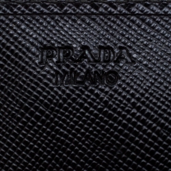 Pre Owned Prada Black Saffiano Leather Continental Wallet