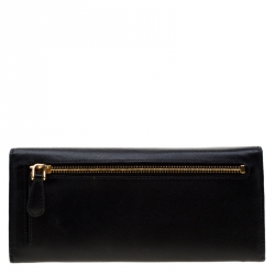 Pre Owned Prada Black Saffiano Leather Continental Wallet