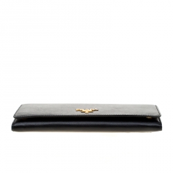 Pre Owned Prada Black Saffiano Leather Continental Wallet