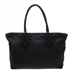 Pre Owned Prada Black Nylon Braided Handle Tote