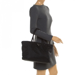 Pre Owned Prada Black Nylon Braided Handle Tote
