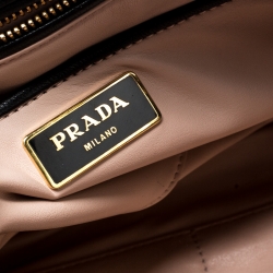 Pre Owned Prada Black Cigarette and Lips Leather Oversized Clutch