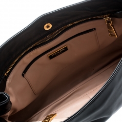 Pre Owned Prada Black Cigarette and Lips Leather Oversized Clutch