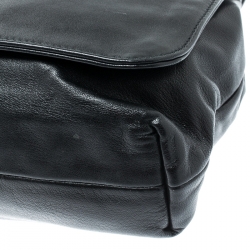 Pre Owned Prada Black Cigarette and Lips Leather Oversized Clutch