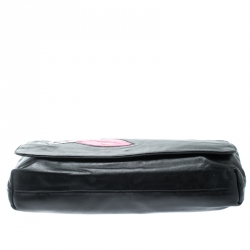 Pre Owned Prada Black Cigarette and Lips Leather Oversized Clutch