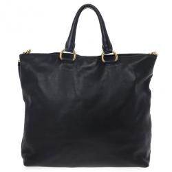 مملوكة مسبقًا Prada Vitello Daino Black Soft Calfskin Shopping Tote