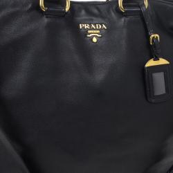مملوكة مسبقًا Prada Vitello Daino Black Soft Calfskin Shopping Tote