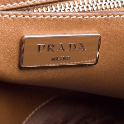 Pre Owned Prada Brown Stitch Leather Tote