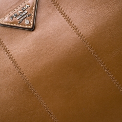 Pre Owned Prada Brown Stitch Leather Tote