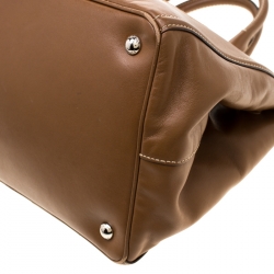 Pre Owned Prada Brown Stitch Leather Tote