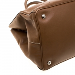 Pre Owned Prada Brown Stitch Leather Tote