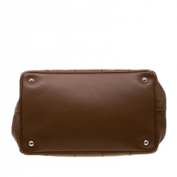 Pre Owned Prada Brown Stitch Leather Tote