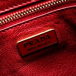 Pre Owned Prada Red Leather Turn-lock Shoulder Bag