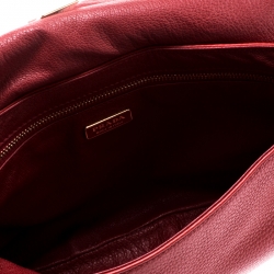 Pre Owned Prada Red Leather Turn-lock Shoulder Bag