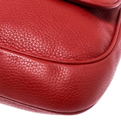 Pre Owned Prada Red Leather Turn-lock Shoulder Bag