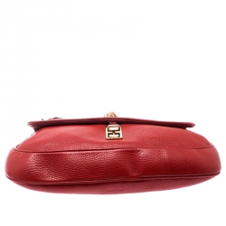Pre Owned Prada Red Leather Turn-lock Shoulder Bag