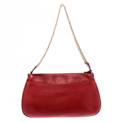 Pre Owned Prada Red Leather Turn-lock Shoulder Bag