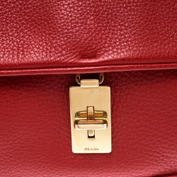Pre Owned Prada Red Leather Turn-lock Shoulder Bag