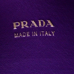 Pre Owned Prada Cream/Purple Leather Vitello Soft Double Bag