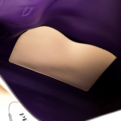 Pre Owned Prada Cream/Purple Leather Vitello Soft Double Bag