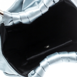 Pre Owned Prada Light Blue Satin Double Circle Micro Bag