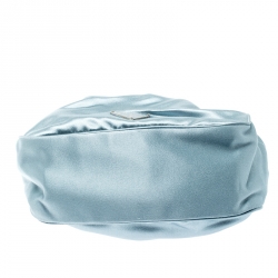 Pre Owned Prada Light Blue Satin Double Circle Micro Bag