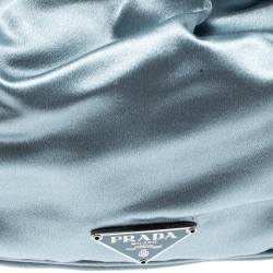 Pre Owned Prada Light Blue Satin Double Circle Micro Bag