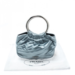 Pre Owned Prada Light Blue Satin Double Circle Micro Bag