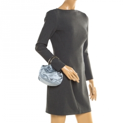 Pre Owned Prada Light Blue Satin Double Circle Micro Bag