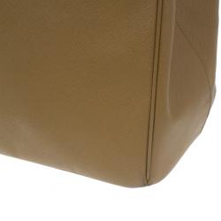 Pre Owned Prada Camel Brown Saffiano Large Double Zip Tote