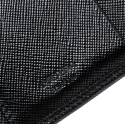 Pre Owned Prada Black Saffiano Leather Tri Fold Wallet 