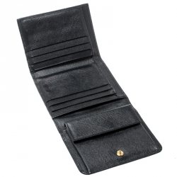 Pre Owned Prada Black Saffiano Leather Tri Fold Wallet 