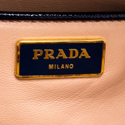 Pre Owned Prada Royal Blue Saffiano Leather Pyramid Frame Top Handle Bag