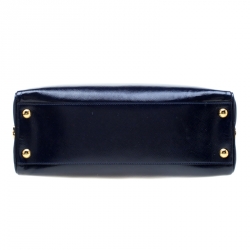 Pre Owned Prada Royal Blue Saffiano Leather Pyramid Frame Top Handle Bag