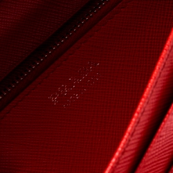 Pre Owned Prada Red Saffiano Triang Leather Continental Wallet