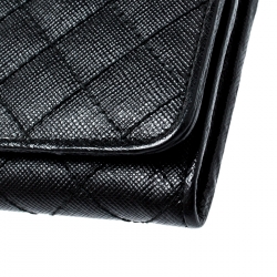 Pre Owned Prada Black Quilted Saffiano Leather Continental Wallet