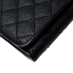 Pre Owned Prada Black Quilted Saffiano Leather Continental Wallet
