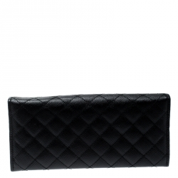 Pre Owned Prada Black Quilted Saffiano Leather Continental Wallet