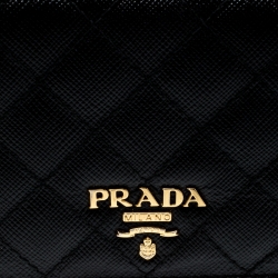 Pre Owned Prada Black Quilted Saffiano Leather Continental Wallet
