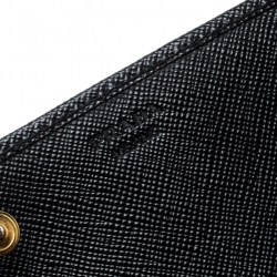 Pre Owned Prada Black Saffiano Leather Continental Wallet
