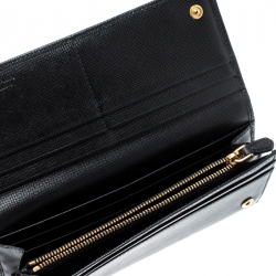Pre Owned Prada Black Saffiano Leather Continental Wallet